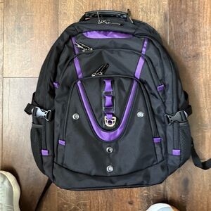 Black and Purple Laptop Backpack